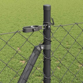 vidaXL Φράκτης από αλυσίδα με τσιμεντένια βάση 10 x 1 m Γκρι Δίχτυ