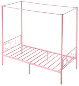 VEVOR Twin Size Canopy Bed Frame Metal Canopy Bed with Headboard &amp; Four Posters