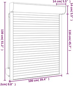 vidaXL Ρολό εισόδου Λευκός 100 x 130 cm Αλουμίνιο και Πολυουρεθάνη
