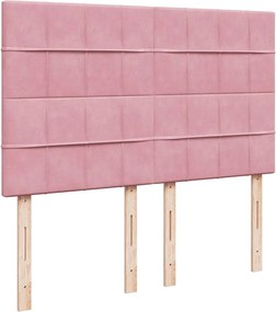 vidaXL Κρεβάτι Boxspring με Στρώμα Ροζ 140x190 εκ. Βελούδινο