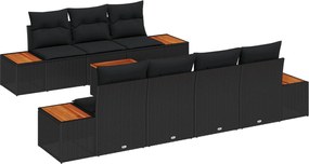 vidaXL Σετ Καναπέ Κήπου με μαξιλάρι 8 pcs Μαύρο Πολυ ράταν