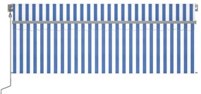 vidaXL Τέντα Αυτόματη με Σκίαστρο/LED/Αισθ. Ανέμου Μπλε/Λευκό 4,5x3 μ.