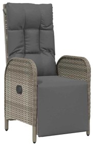 vidaXL Σέτ φαγητού για κήπο με μαξιλάρι 7 pcs Γκρι Πολυ ράταν