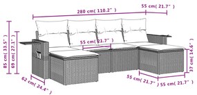 vidaXL Σαλόνι Κήπου Σετ 6 Τεμαχίων Καφέ Συνθετικό Ρατάν με Μαξιλάρια