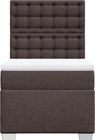 vidaXL Κρεβάτι Boxspring με Στρώμα Σκούρο Καφέ 90x200 εκ. Υφασμάτινο