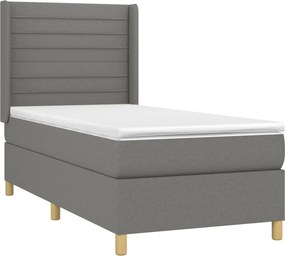 vidaXL Κρεβάτι Boxspring με Στρώμα Σκούρο Γκρι 80x200 εκ. Υφασμάτινο