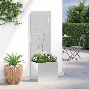 vidaXL Οθόνη Ιδιωτικότητας Κήπου Floral Ασημί 50 x 150 cm