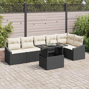 vidaXL Σετ Καναπέ Κήπου 7 pcs Μαύρο και κρεμ 100 x 55 x 73 εκ