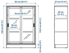 TONSTAD ντουλάπι με συρόμενες γυάλινες πόρτες, 82x37x120 cm 004.892.84