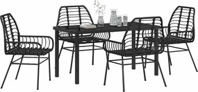 vidaXL Σέτ φαγητού για κήπο 5 pcs Μαύρο συνθετικό ρατάν