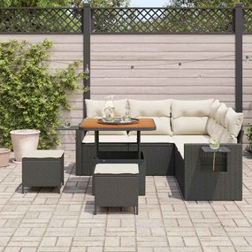 vidaXL Σετ Καναπέ Κήπου 8 pcs Μαύρο και κρεμ 80 x 80 x 71 cm