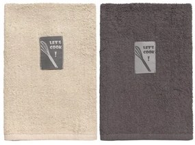 Beauty Home Ποτηρόπανα σετ 2τμχ Art 8291 40x60 Μπεζ,Ανθρακί