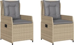 vidaXL Καρέκλες Κήπου Ανακλινόμενες 2 τεμ. Μπεζ Συνθ. Ρατάν
