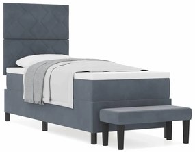 vidaXL Κρεβάτι με ελατήρια με στρώμα Σκούρο Γκρι 80 x 200 cm Βελούδο
