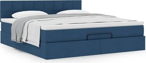 vidaXL Οθωμανικό κρεβάτι με στρώμα μπλε 180x200cm ύφασμα