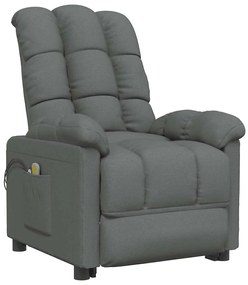 vidaXL Πολυθρόνα Μασάζ Ηλεκτρική Σκούρο Γκρι Υφασμάτινη