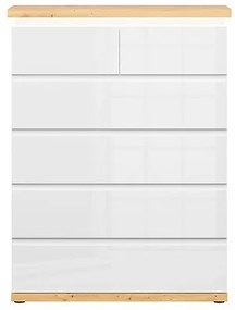 Σιφονιέρα Boston CM101, Artisan βελανιδιά, Γυαλιστερό λευκό, Με συρτάρια, Αριθμός συρταριών: 6, 127x97x43cm, 58 kg | Epipla1.gr