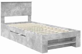 vidaXL Σκελετός Κρεβατιού με κεφαλάρι Σκυρόδεμα Γκρι 90 x 200 cm
