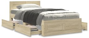 vidaXL Πλαίσιο Κρεβατιού με Κεφαλάρι Sonoma Δρυς 100x200εκ. Επεξ. Ξύλο