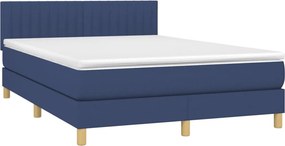 vidaXL Κρεβάτι Boxspring με Στρώμα Μπλε 140x190 εκ. Υφασμάτινο