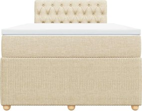 vidaXL Κρεβάτι Boxspring με Στρώμα Κρεμ 120x190 εκ. Υφασμάτινο
