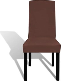 vidaXL Κάλυμμα Καρέκλας Ελαστικό Ίσιο 4 τεμ. Καφέ