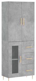 vidaXL Ντουλάπι Γκρι Σκυροδέματος 69,5x34x180 εκ. Επεξεργασμένο Ξύλο