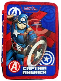Κασετίνα Διπλή Γεμάτη (21x15x5) Must Captain America 506237