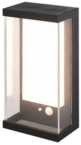Ηλιακό Επιτοίχιο Φωτιστικό Κήπου LED 1W 95lm IP54 με Αισθητήρα Κίνησης PIR Θερμό Λευκό Μαύρο 23032 VTAC-23032-Μαύρο 23032