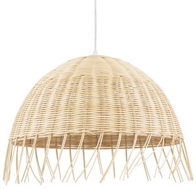 00712 GloboStar® JAKARTA 00712 Boho Κρεμαστό Φωτιστικό Καμπάνα Μονόφωτο 1 x E27 IP20 Μπέζ Ξύλο - Μ50 x Π50 x Υ36cm