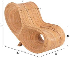 Καρέκλα - Πολυθρόνα CURVY LOUNGE C9645.01 Φυσικό Rattan 63x128x97Y εκ. 63x128x97 εκ.