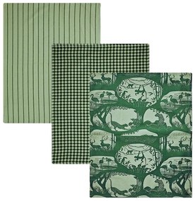 Πετσέτες Κουζίνας Fazzy 233 (Σετ 3τμχ) Green Kentia 40x60cm 100% Cotton