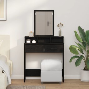 vidaXL Τραπέζι Μακιγιάζ με Συρτάρια Μαύρη Δρύς 79x41x140 εκ.