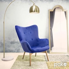 Πολυθρόνα Kido pakoworld βελούδο χρώμα μπλε - Βελούδο - 046-000007