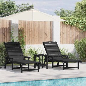 vidaXL Σετ lounge κήπου 3 τεμαχίων - Μαύρο HDPE