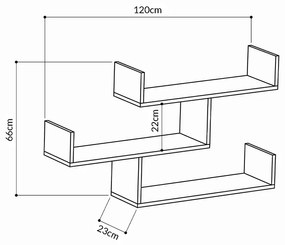 Ραφιέρα τοίχου μελαμίνης Rosana Megapap χρώμα λευκό 119x22x66εκ.