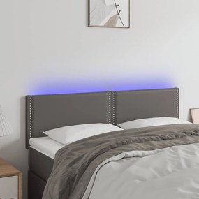 Κεφαλάρι Κρεβατιού LED Γκρι 144x5x78/88 εκ. από Συνθετικό Δέρμα 3121566