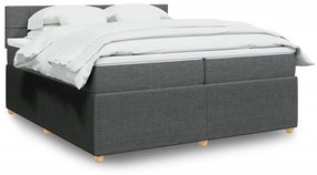 vidaXL Κρεβάτι Boxspring με Στρώμα Σκούρο Γκρι 200x200 εκ. Υφασμάτινο