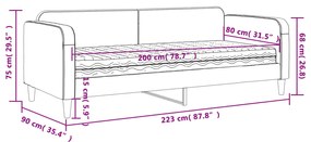 Καναπές Κρεβάτι με Στρώμα Σκούρο Γκρι 80 x 200 εκ. Υφασμάτινο - Γκρι