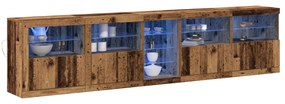 vidaXL μπουφές με φώτα LED Παλιό ξύλο 283x37x67 εκ. Επεξεργασμένου ξύλου