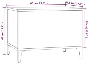 Τραπεζάκι Σαλονιού Γκρι Sonoma 60x44,5x45εκ. Επεξεργασμένο Ξύλο - Γκρι