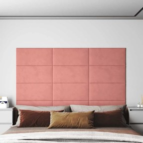 vidaXL Πάνελ Τοίχου 12 τεμ. Ροζ 60x30 εκ. 2,16 μ² Βελούδο