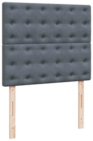 vidaXL Κρεβάτι Boxspring με Στρώμα Σκούρο Γκρι 120x190 εκ. Βελούδινο