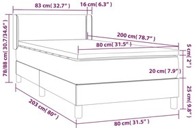vidaXL Κρεβάτι Boxspring με Στρώμα Μαύρο 80 x 200 εκ. Συνθετικό Δέρμα