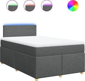 vidaXL Κρεβάτι Boxspring με Στρώμα Σκούρο Γκρι 120x190 εκ Υφασμάτινο
