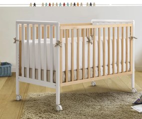 Βρεφικό κρεβατάκι συγκοίμησης PALI Flippy Bianco-Naturale για στρώμα 126x64cm