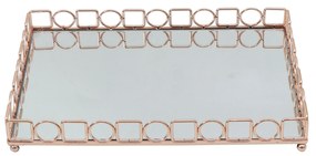 Δίσκος Σερβιρίσματος Μεταλλικός Με Καθρέπτη Χρυσό-Ροζ ESPIEL 45x30x5,5εκ. SUB208