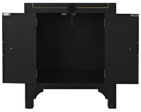 Κομοδίνο DKD Home Decor Λευκό Μαύρο Χρυσό Έλατο Ξύλο MDF 45 x 36 x 66 cm
