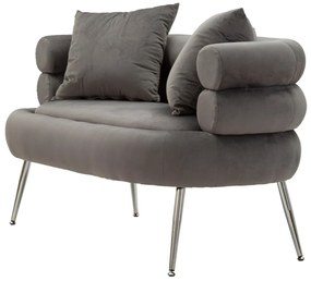 SILVERY PLUS Διθέσιος Καναπές με Μαξιλάρια Γκρι/Ασημένιος 133x68