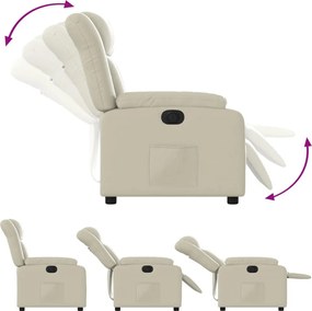 vidaXL Πολυθρόνα Ανακλινόμενη Ηλεκτρική Κρεμ από Συνθετικό Δέρμα